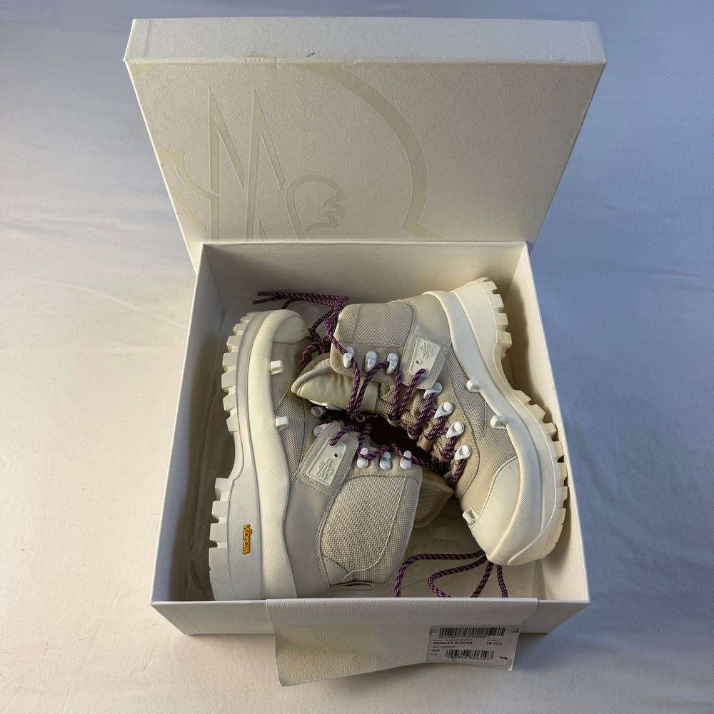 Moncler Off White Glacier Hiking Boots Womens 7 US 37.5 EUR Biege